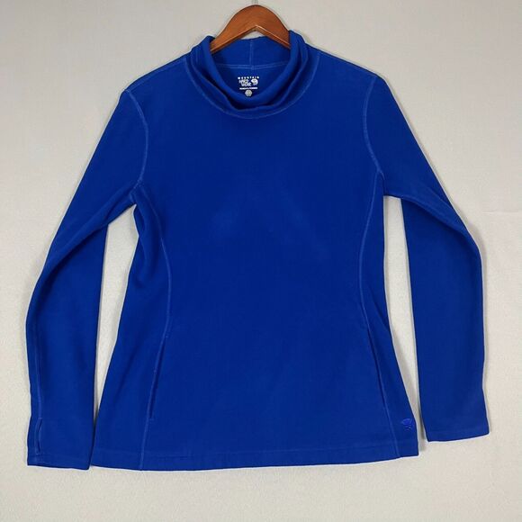 Mountain Hardwear Fleece Sweatshirt Women's M Blue Turtleneck Pockets Pullover - Picture 1 of 8